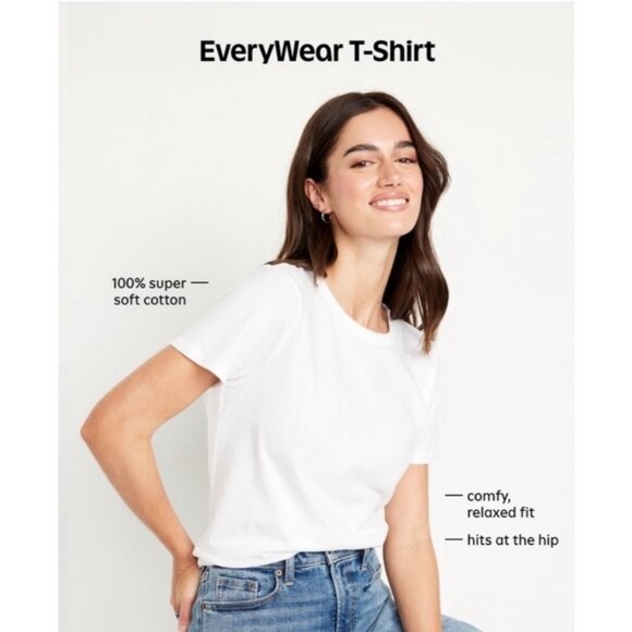 NWOT Old Navy Womens EveryWear V-Neck T-Shirt L Tropical Print 100% Cotton - Picture 4 of 4